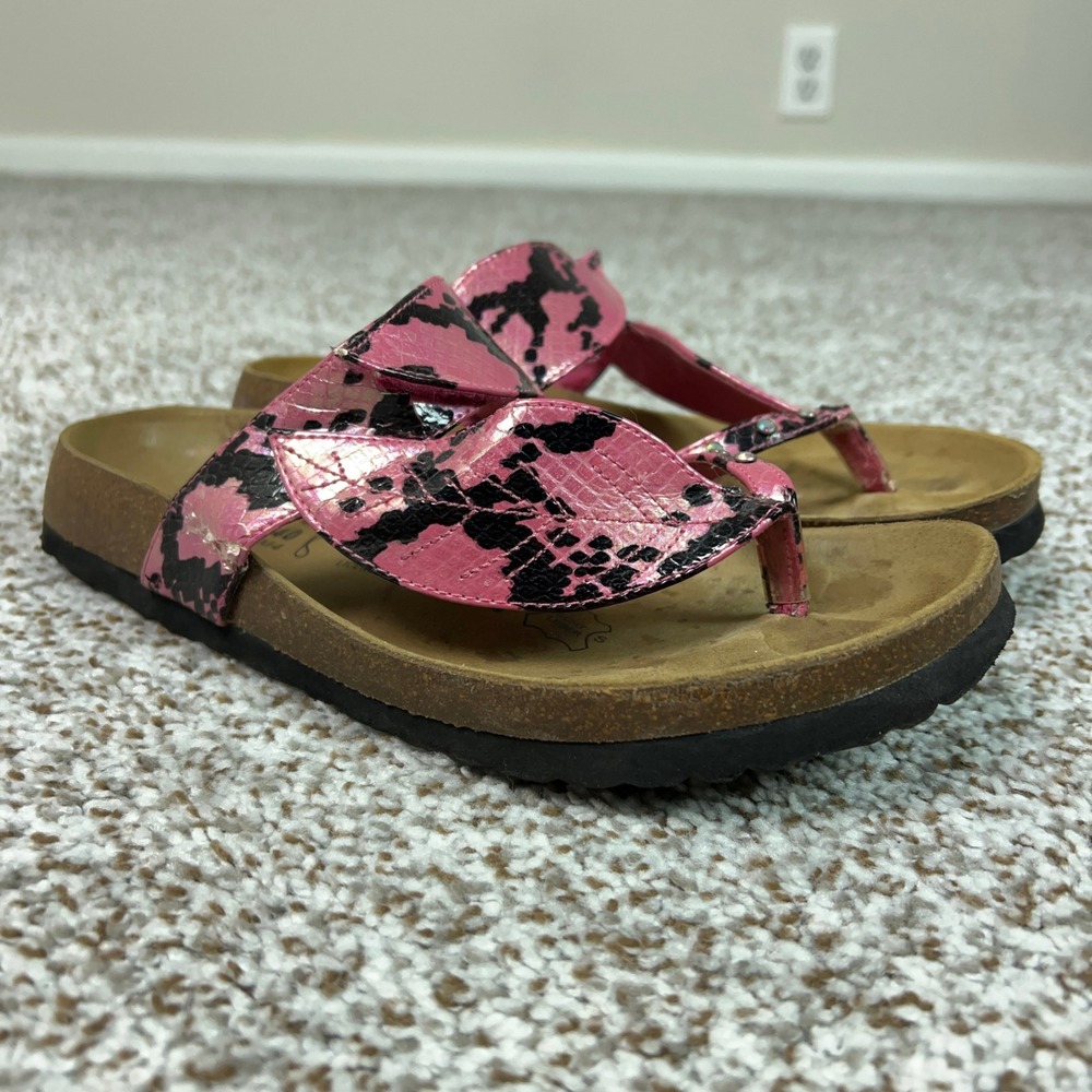 Betula Sandals Women Size 6 Pink Casual Snakeskin Metallic Birkenstock Thong